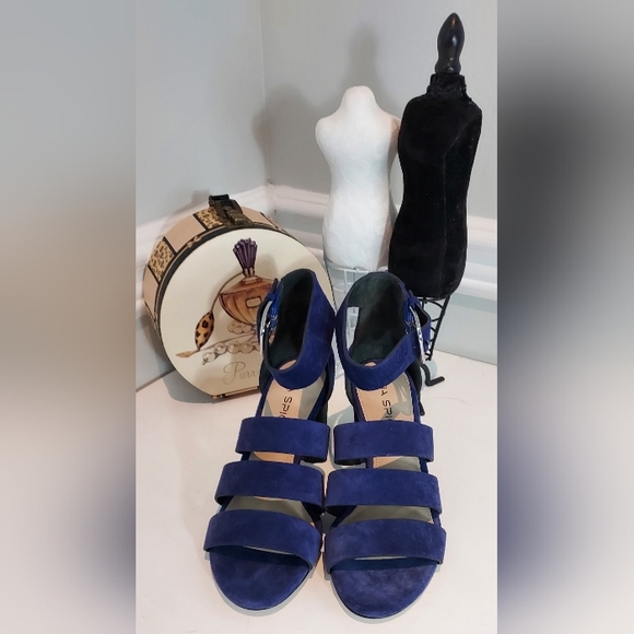 Via Spiga Blue Strappy Open Toe Leather Sandals NWOB - Picture 3 of 5